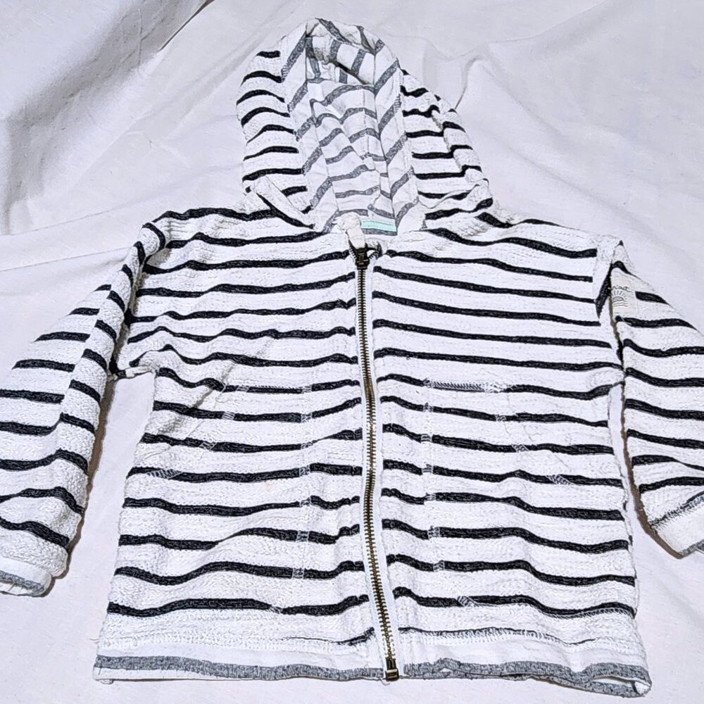 “Chillin’ Out” Striped Zip Hoodie – Size 4T – Soft Terry Cloth with Retro Patch